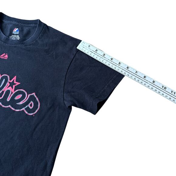 Majestic Philadelphia Phillies Roy Halladay #34 T-Shirt Men Small Black Pullover - Picture 7 of 8